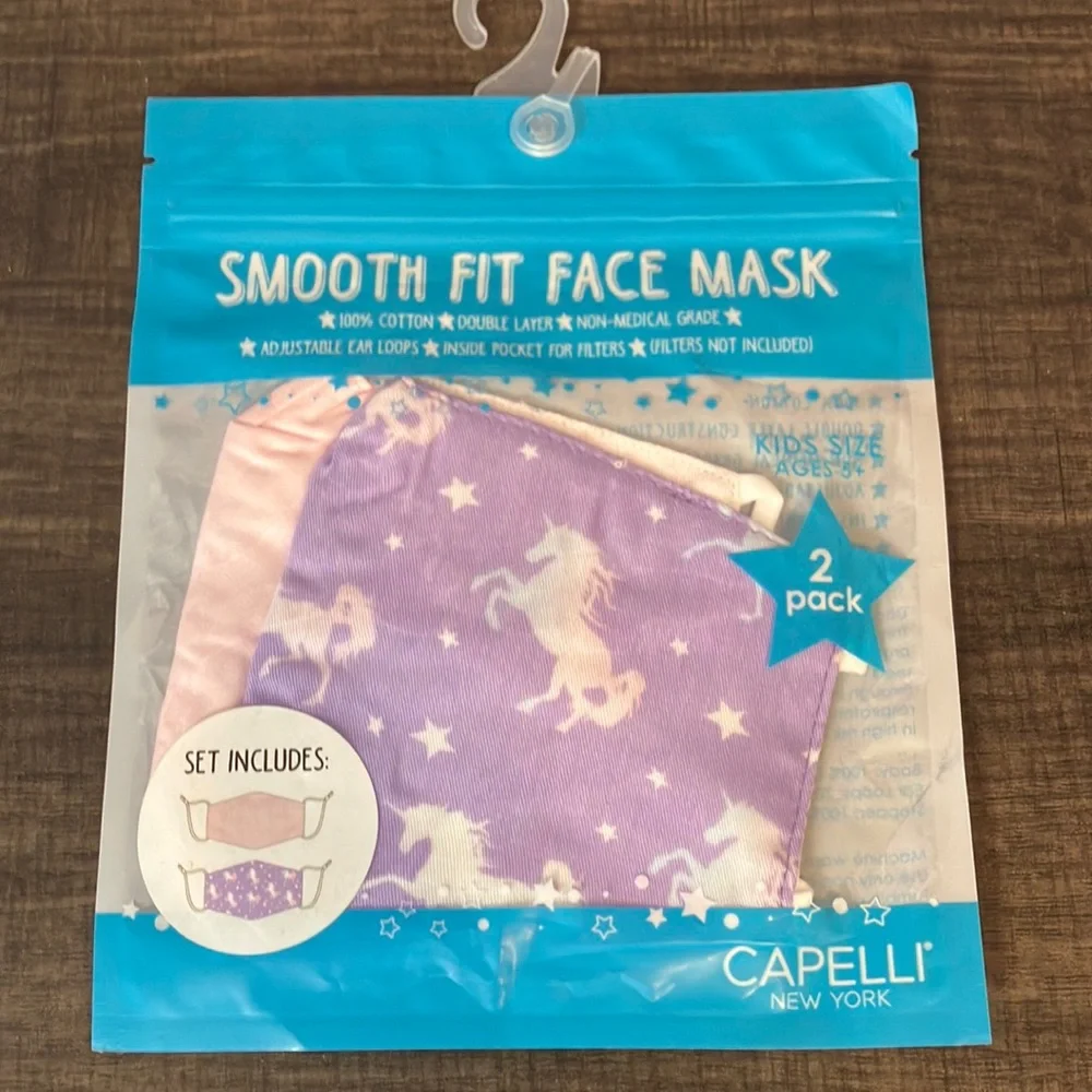 Unicorn Kids face masks NWT set of 2